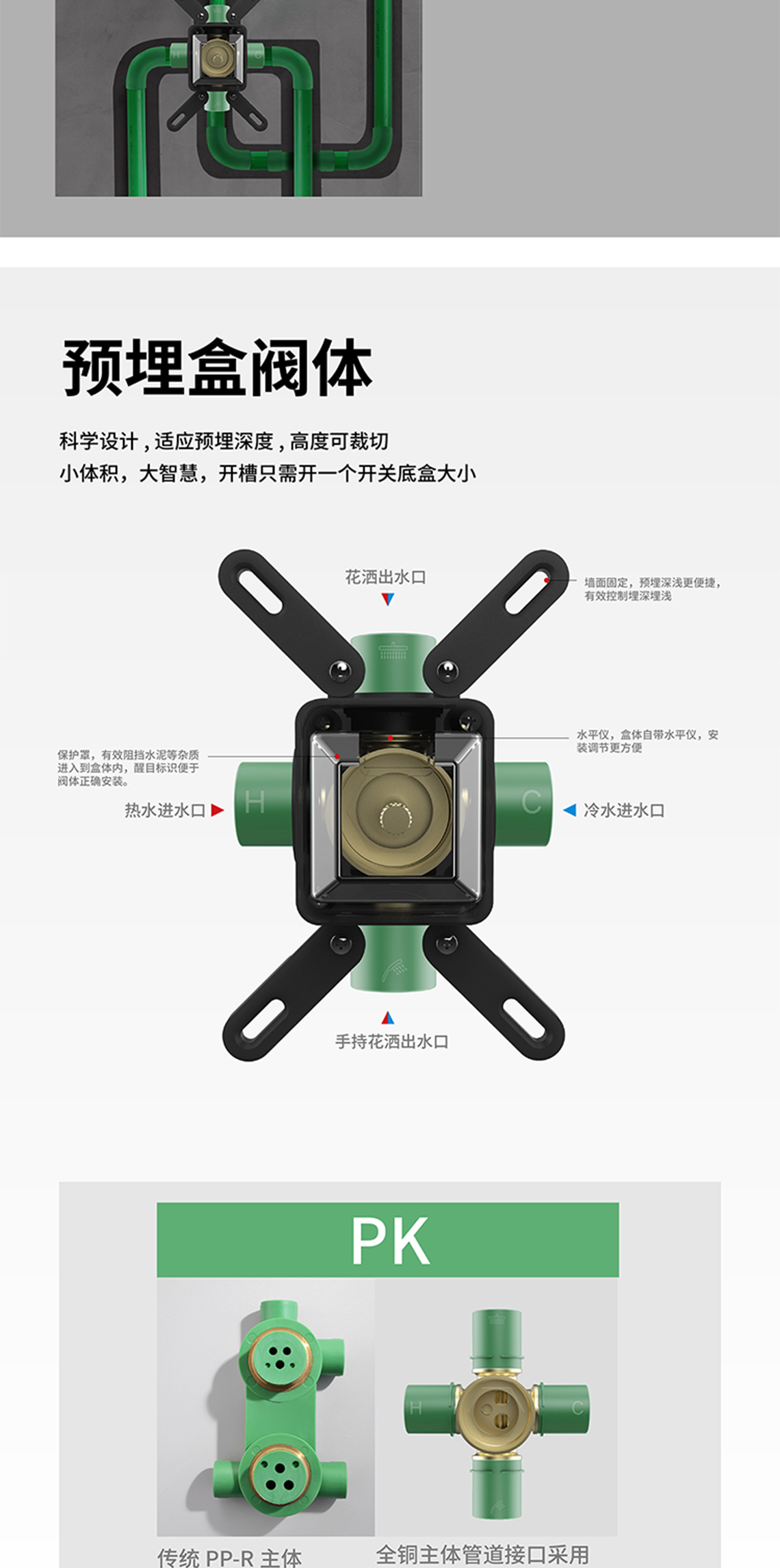 龍勝管三功能暗裝花灑